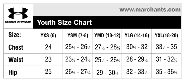 Youth Medium Shorts Size Chart